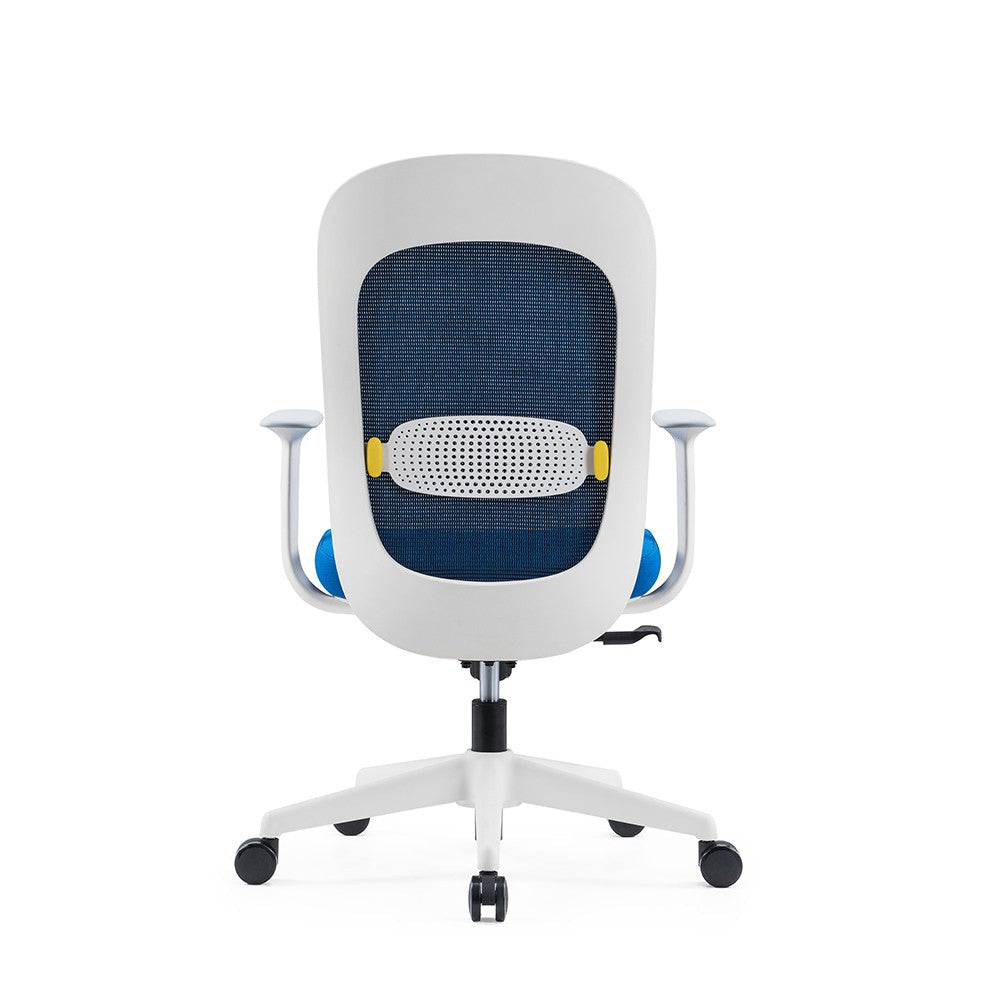 辦公 椅 人體工學 網背 布座 固定扶手 舒適 腰部支撐 透氣 網布 白框